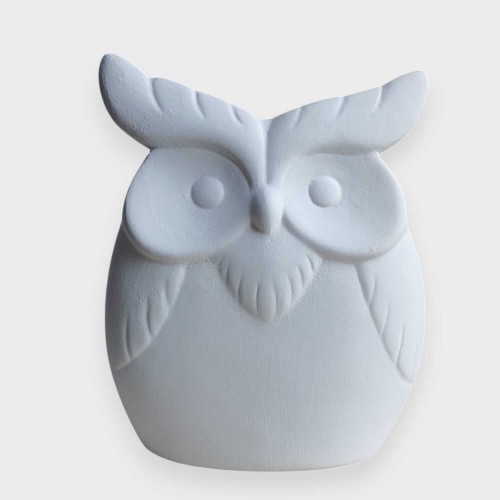 Duża Płaska Figurka Sowa do Malowania i Szkliwienia