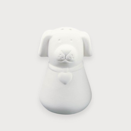 BARKO – zestaw solniczka i pieprzniczka pies z ceramiki biskwitowej, 3 i 2 otwory, zatyczki gumowe, H 8 cm