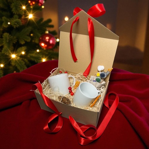 zestaw kreatywny diy dla pary dwa kubki do malowania prezent świąteczny