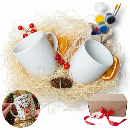 zestaw dla pary dwa kubki do malowania farbami